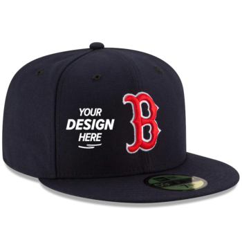 Custom Navy Structured Fitted Cap – On-Field Style (Flat Brim)