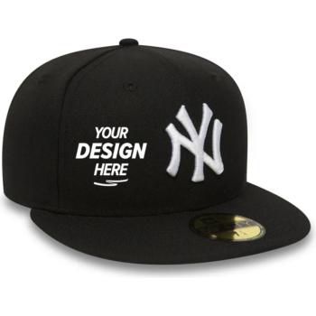 Custom Black Flat Brim Fitted Cap – Essential Structured Style