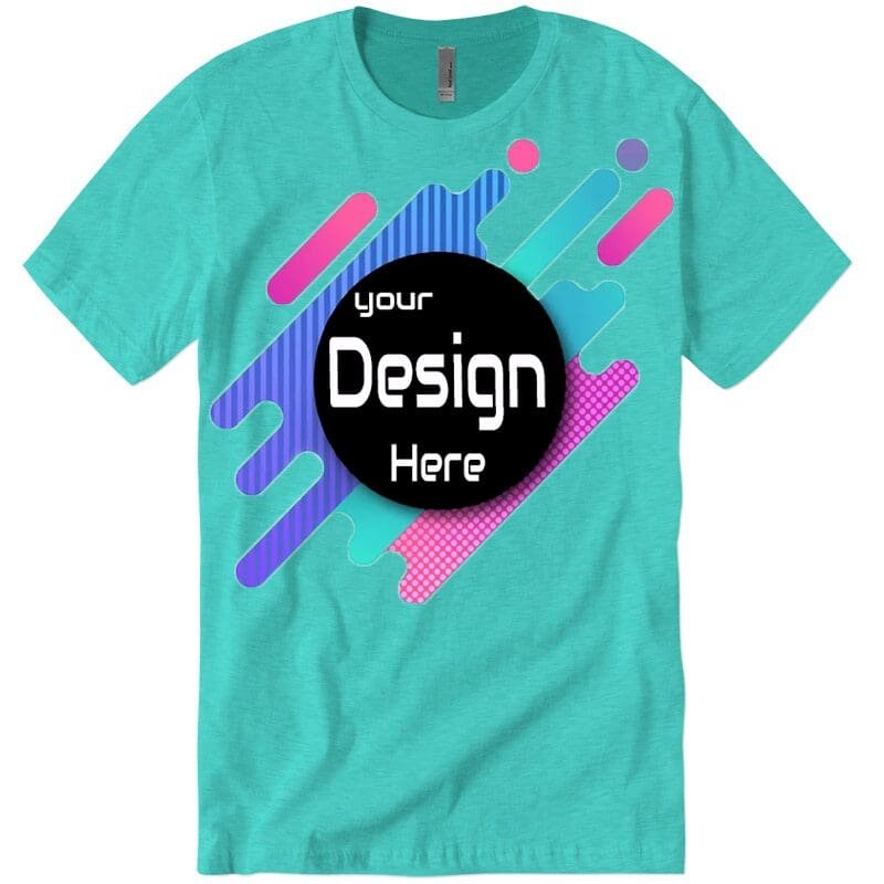 nln6210_1_tblu Eco-friendly custom Next Level t-shirt in a natural color with minimalist branding.